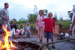 Heather and Cameron roasting marshmallows