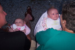 Maddie (left) and Caroline (right) checking out the world