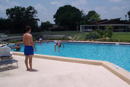 Patch LOVES doing back dives into the pool!