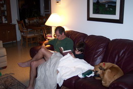 Mark and his minime lost in their books