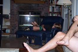 Alex stayed up lating watching football