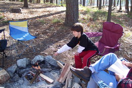 Camping with hotdogs - Patch is in heaven!