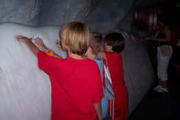 Checking out the polar bear claw marks in the snow.