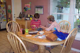Patrick was showing Nana the garnets we got in Alaska