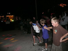 Alex bobbing and weaving to get the hoop by him