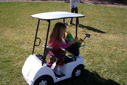 The kids had a blast in Emma's little golf cart