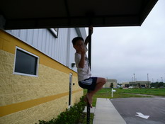 Hangin' out outside waiting for the coach