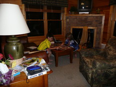 Patch and Alex doing a puzzle