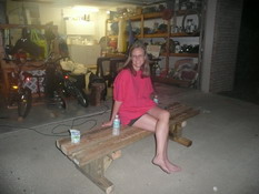 Me modeling the bench.  