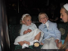 Kate and Chase all dressed up to meet the captain