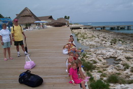 Everyone lined up to watch the dolphins we were about to swim with.