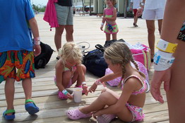 Kate and Julia sharing a smoothie