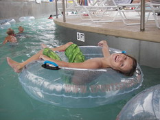 Alex relaxing on the lazy river