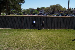Climbing the wall that used to surround the city