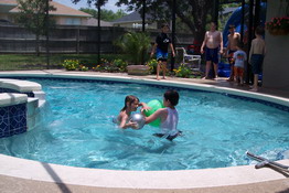 Alex battling in the pool