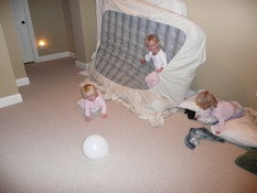 Kate and the twins loved playing with the air mattresses