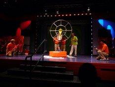 The captain of the blue team (a young girl) got slimed when her team won!