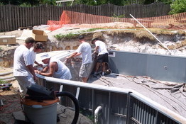 Our wonderful helpers putting in the liner