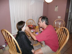 Dad, Patch, and makeup - just what a Mom likes to see!