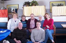 My cousins, Gloria and Tom, on the left, my Aunt Lois, Dad and Mom in the middle, and my brother, David, and me on the right.