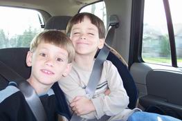 Goofing off in the car on the way to the funeral home