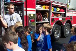 Checking out the firetruck