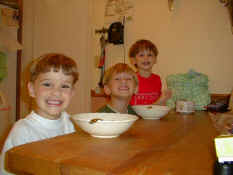 Jacob, Alex and Patch with their ice cream on their noses