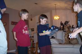 Opening his Bionicle from Grandma and Grandpa