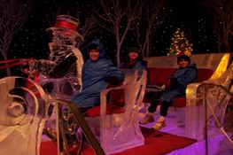 Alex in front and Anthony and Patch in back of the ice carriage
