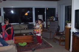 The drummer/shepherd using his staff to bang his drum.  LOL