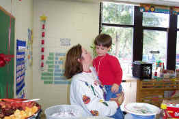 Patch and Ms. Carla, the support teacher, are buddies.