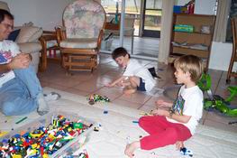 Patch couldn't wait to destroy Mark's creation with his Lego car.