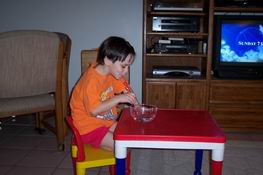 A bowl of water just to blow bubbles in.  Oh, to be 5 again!