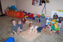 The boys made a "mall" out of blocks while I was putting Andrew down for his nap.