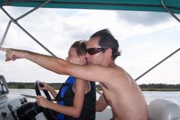 Daddy showing Alex where to stay in the channel