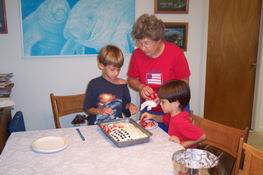 Adding the blueberry stars and strawberry stripes