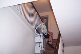 They had to take a ride in the chair lift up the stairs!
