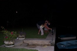 Heather and Alex got to light two fireworks at the same time (with help from their uncles)