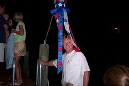 Jay was standing under the stars and stripes hat/flag and looked like Uncle Sam