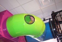 Patch peeking out from the climbing tubes