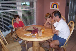 A quiet evening playing Scrabble