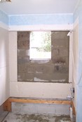 Our new tiny window opening - looks like a prison cell!