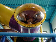 Alex & Patch in the tubes at McDonalds