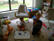 Patrick and Alex creating their race cars