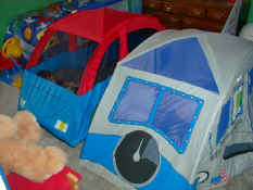 The boys "camping" in Patrick's room