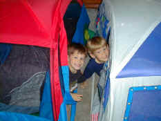 Patch and Alex in their tents