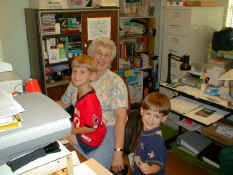 Grandma and the boys on Grandpa's computer