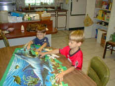 Doing a puzzle at Grandma and Grandpa's