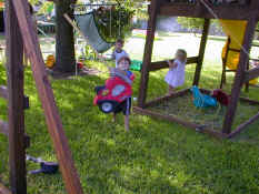 Patch swinging at the pinata