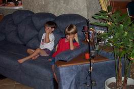 Patch and Alex trying to stay awake for the fireworks